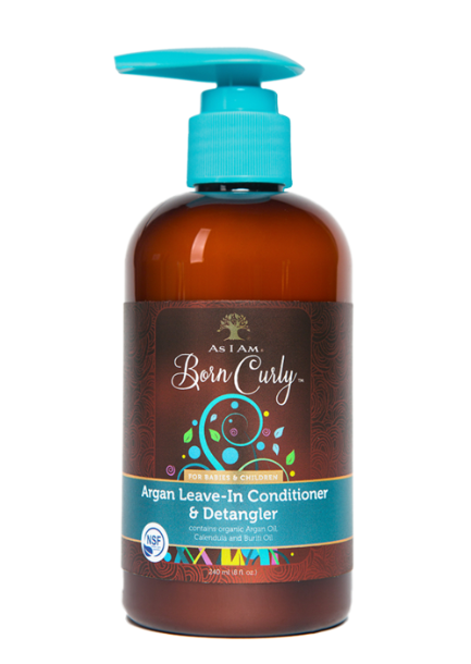 As I Am Born Curly - Argan Leave In Conditioner & Detangler 8oz - Après-shampooing sans rinçage démêlant pour enfant - 236 g