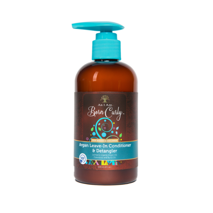 As I Am Born Curly - Argan Leave In Conditioner & Detangler 8oz - Après-shampooing sans rinçage démêlant pour enfant - 236 g