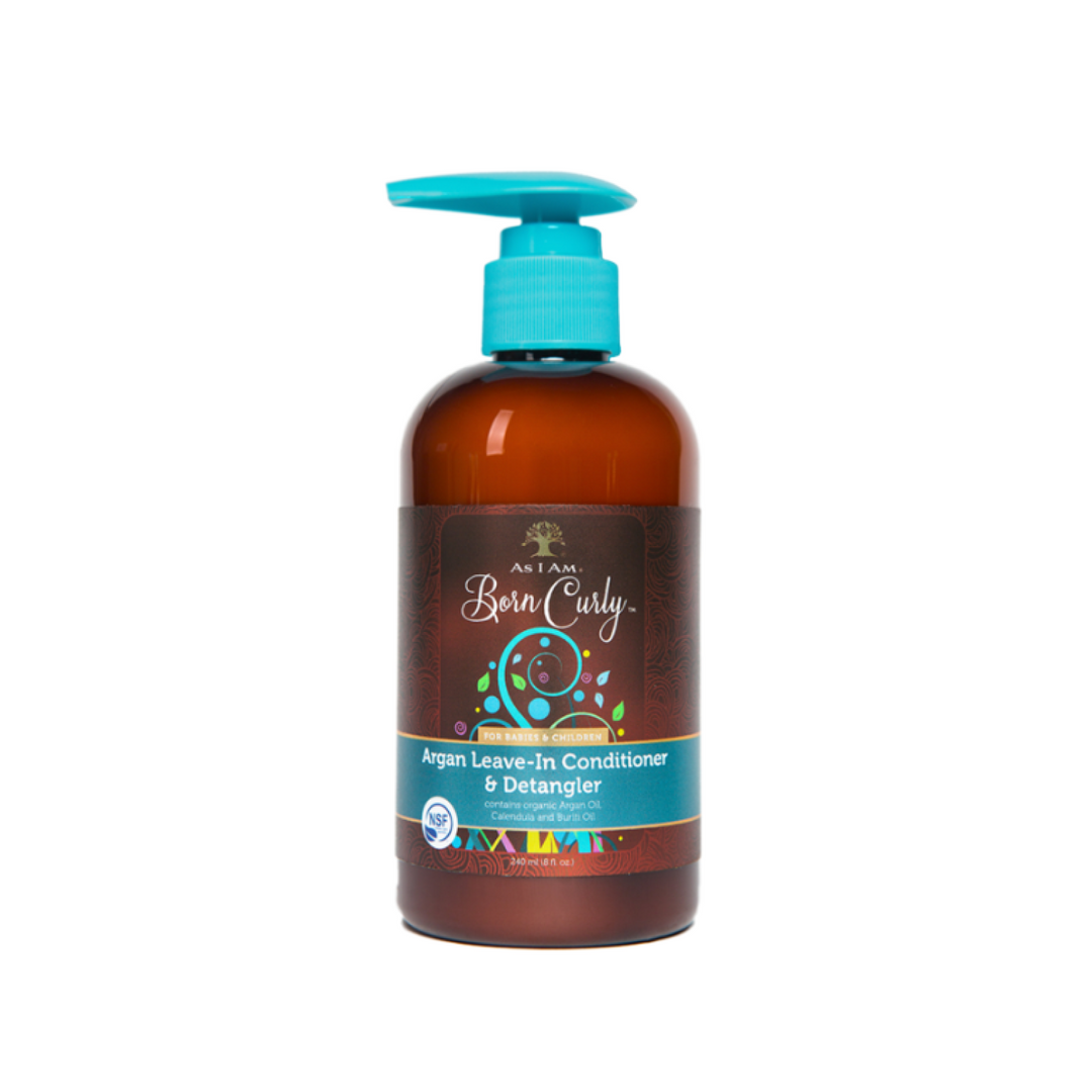 As I Am Born Curly - Argan Leave In Conditioner & Detangler 8oz - Après-shampooing sans rinçage démêlant pour enfant - 236 g