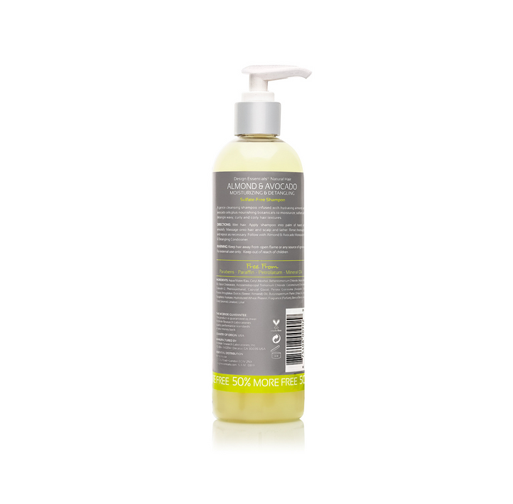 Design Essentials - Almond & Avocado - Shampooing hydratant et démêlant sans sulfate - 365 g