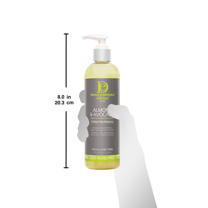 Design Essentials - Almond & Avocado - Shampooing hydratant et démêlant sans sulfate - 365 g