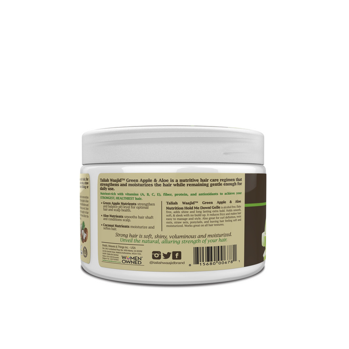 Taliah Waajid - Green Apple & Aloe Nutrition Hold Me Down! Gelle 12oz - Gel fixeur de boucles à la Pomme verte et Aloe - 355 g