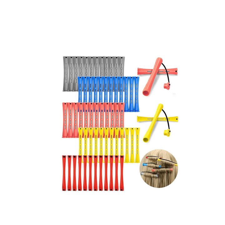 Lot de Rouleaux Bigoudis En Plastique avec Tige Fermante - 30 Pcs