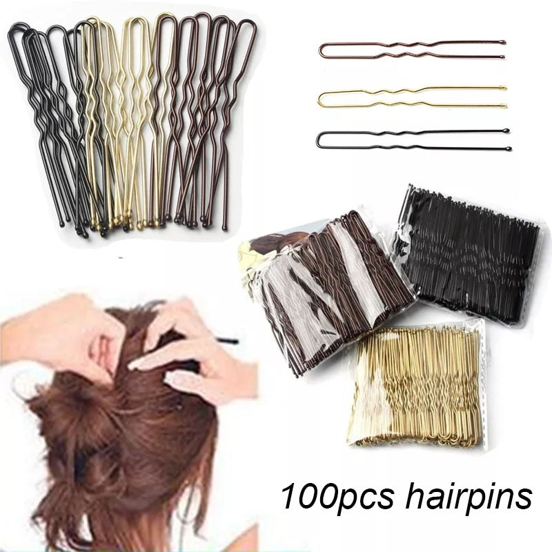 Épingles/ Barrettes à Cheveux | Forme en U, Alliage Métal - lot de 100 pcs - 5cm/6cm