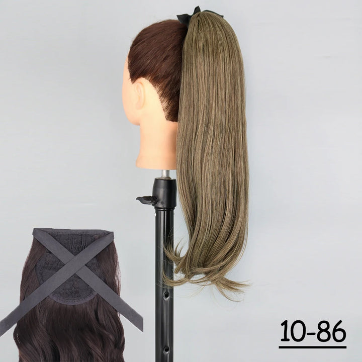 Extension postiche à cheveux longs synthétiques - queue de cheval bouclée 22inch