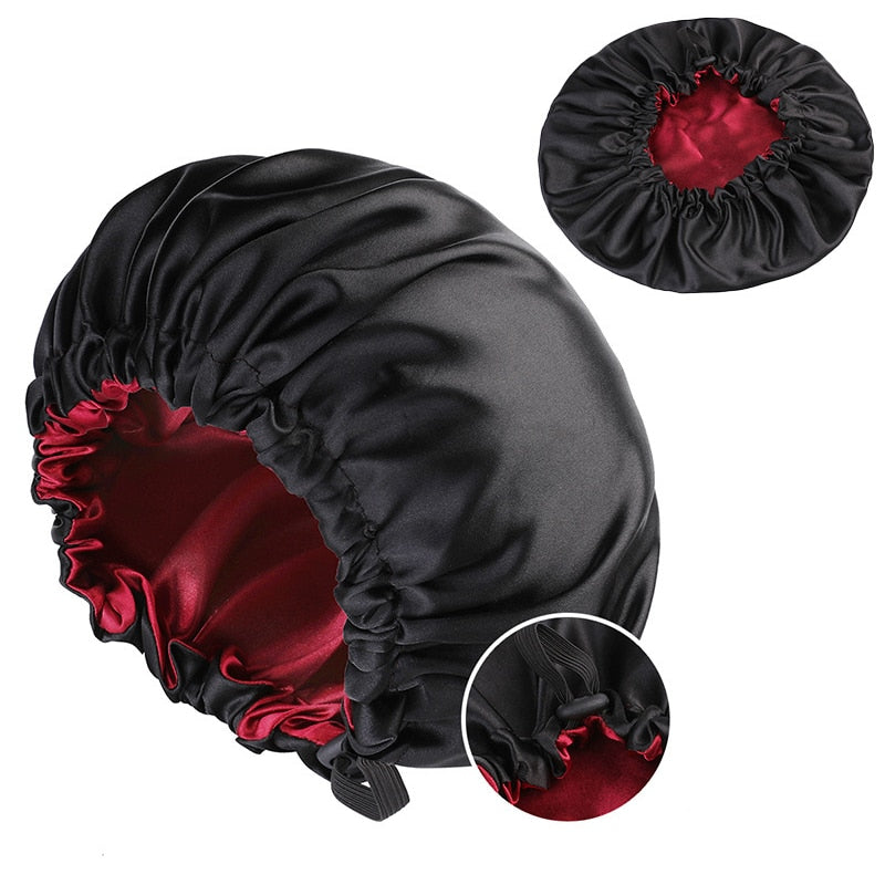 Bonnet Chapeau en Satin - Taille réglable - contour élastique - réversible et respirant