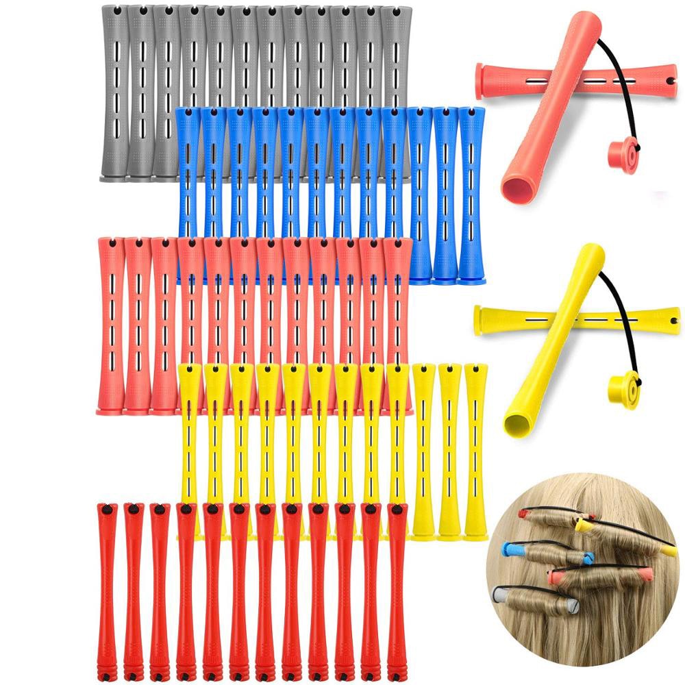 Lot de Rouleaux Bigoudis En Plastique avec Tige Fermante - 30 Pcs