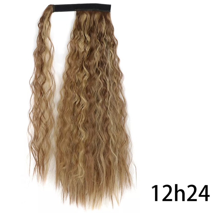 Extension postiche à cheveux longs synthétiques - queue de cheval bouclée 22inch