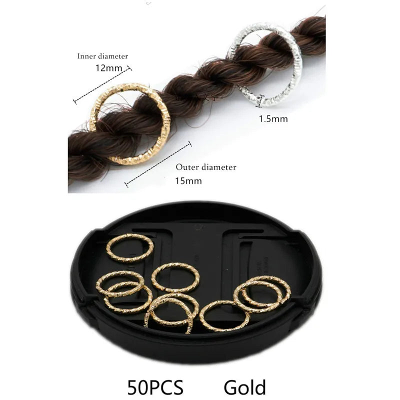 Anneaux clips perles ajustables pour tresses et Dreadlocks/locks - 50pcs