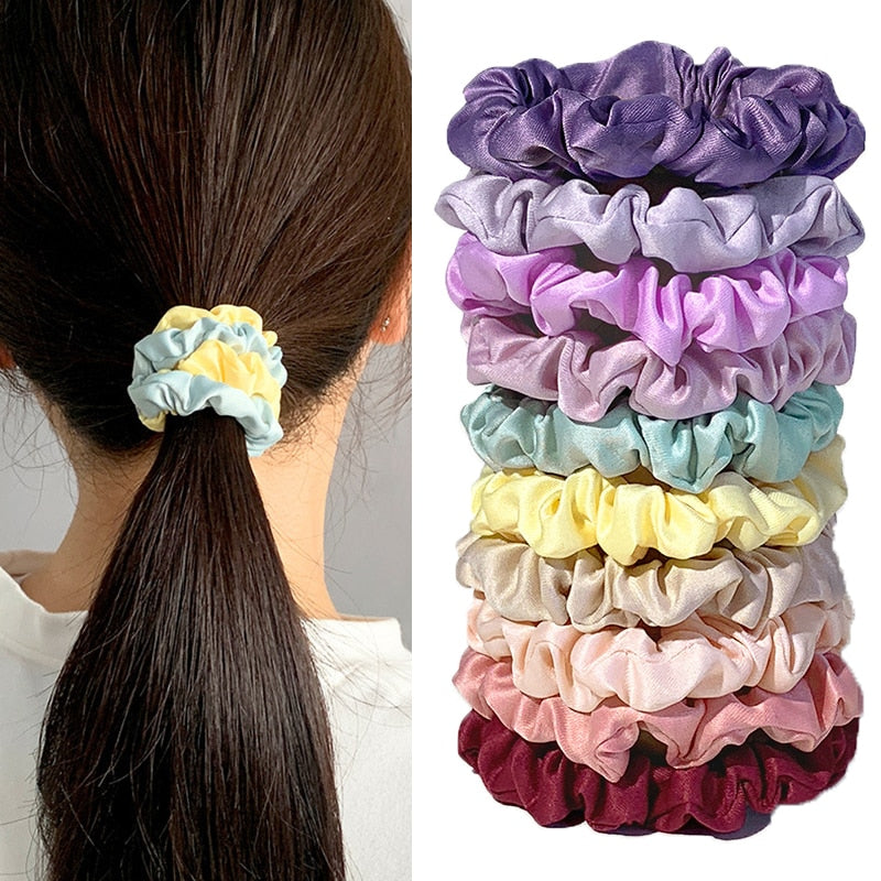 Chouchous en Satin pour cheveux - 10 Pcs/Paquet